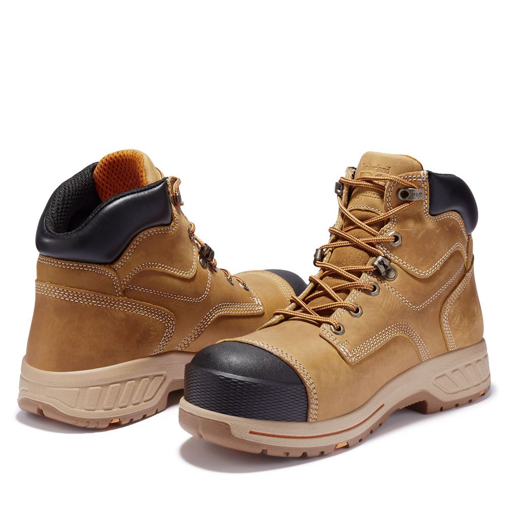 Timberland Μποτακια Εργασίας Ανδρικα Καφε/Μαυρα - Pro® Helix Hd 6\" Comp Toe - Greece 5971234-FB